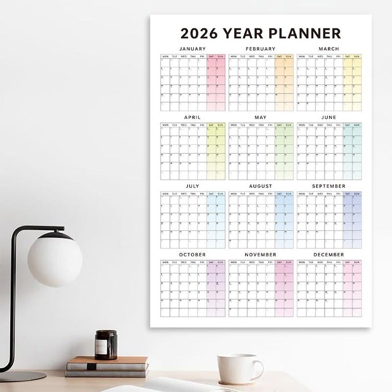 One Year Calendar Wall Poster 2026 – Large Yearly Wall Calendar 2026 with Bold Grid Layout, Holiday Markers & Ample Writing Space for Home, Office & Classroom Planning - Image 4